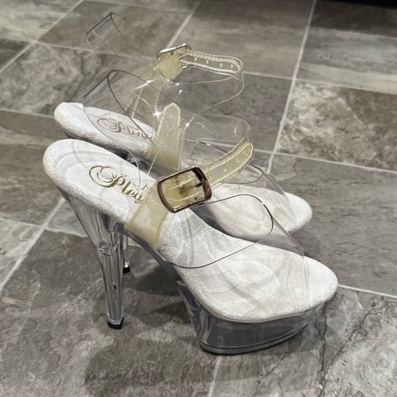 Pleaser Clear Transparent Dancer Stiletto Heels Size 6 - Picture 7 of 13